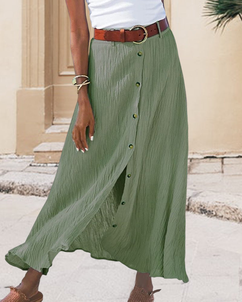 Cindy™ - Flowing Button-Up Skirt